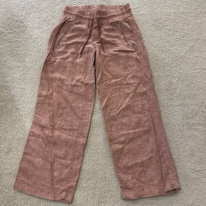 Athleta Cabo Linen Pant Womens 6P (29x27) Pink Wide Leg Drawstring Elastic Waist